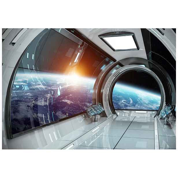 Fototapeta Vesmír Pohled na Zemi Galaxie z lodi 208x146 lepidlo