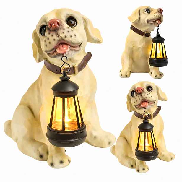 Solární zahradní lampa Ozdobná ozdoba Pes s Led lampionem Dekorace