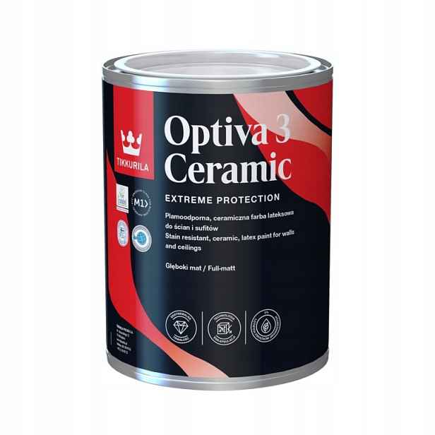 Tikkurila Barva Optiva Ceramic Matt 3 bílá Baza "a" 0,9L