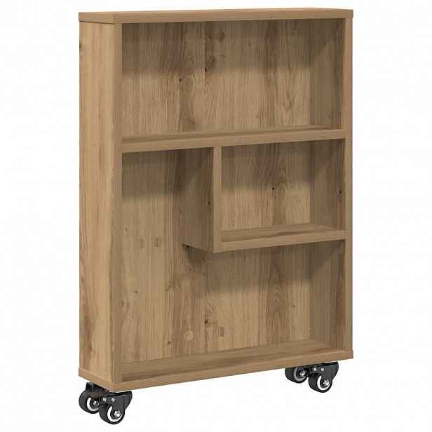vidaXL Úzký úložný vozík dub artisan 48 x 13 x 68 cm kompozitní dřevo