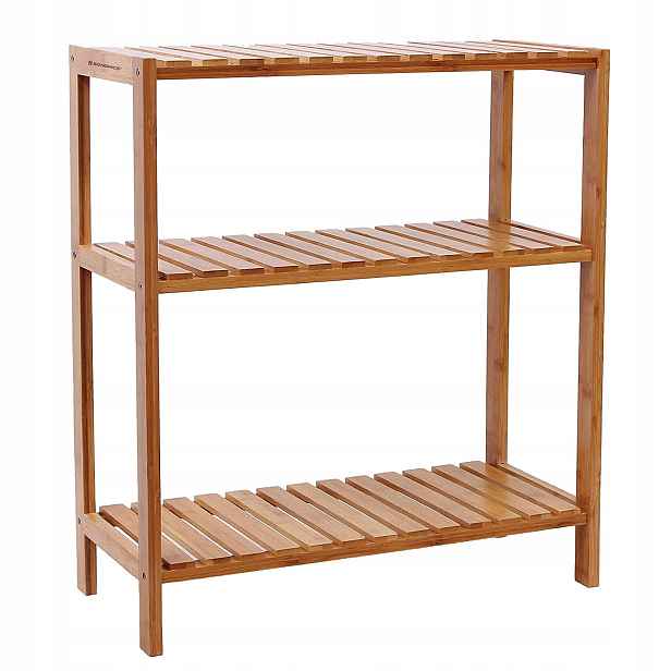 Bambusový koupelnový regál Songmics 60 cm x 66 cm x 26 cm odstíny hnědé