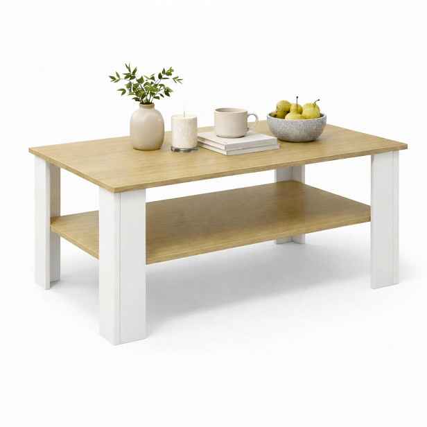 Livetastic KONFERENČNÍ STOLEK, bílá, medový dub, kompozitní dřevo, 100/55/44 cm