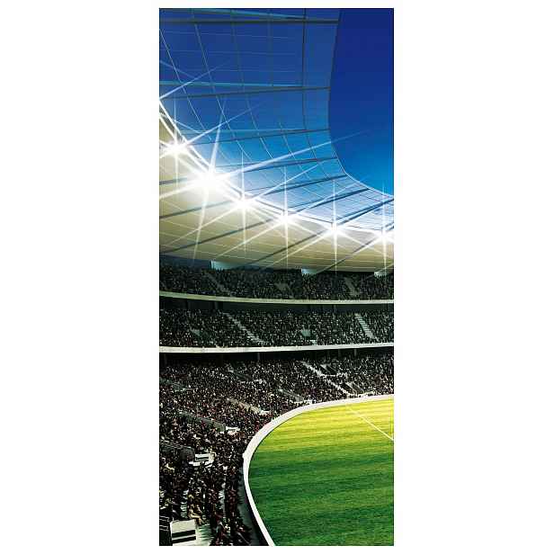 Samolepka Fototapeta Fotbalový stadion Zeleň tribuna světle modrá Rozměry 91x211