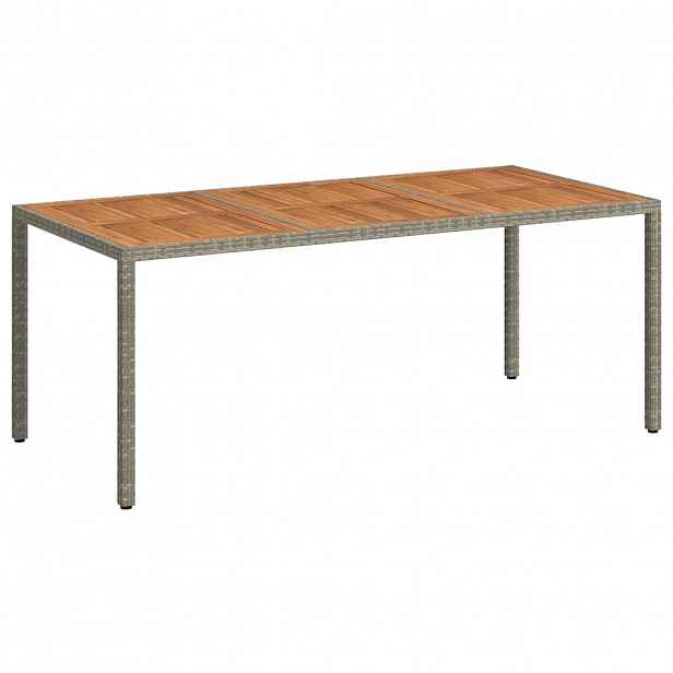 vidaXL Zahradní stůl 190 x 90 x 75 cm polyratan a akáciové dřevo šedý