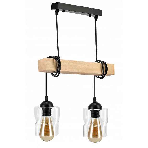 Závěsná Led lampa Dřevo Svítidlo 2x E27 Lustr Čtverec Skládací