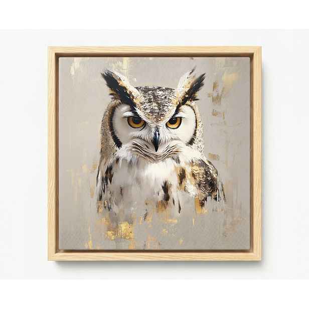Rám Na Obraz Americká Krabička Portrét Pták Sova Moudrost Boho Béžová Hnědá 60x60