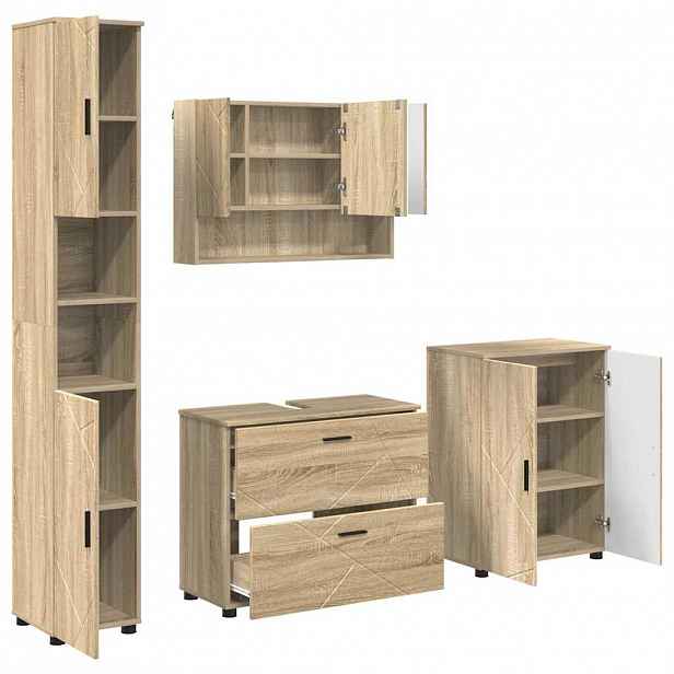 vidaXL Sada koupelnového nábytku 4 ks Sonoma dub 35 x 30 x 192 cm