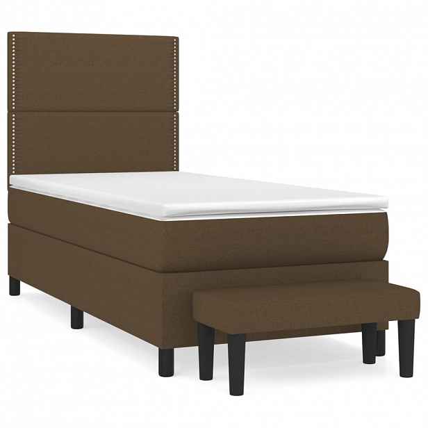 vidaXL Box spring postel s matrací tmavě hnědá 90x190 cm textil