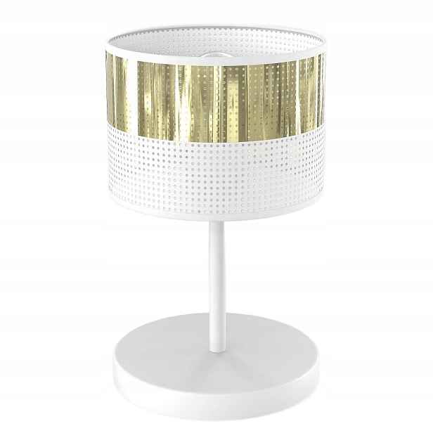 Emibig Lux stolní lampa bílo-zlatá perforovaná E27 15W
