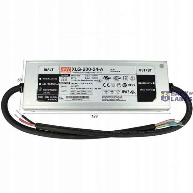 Mean Well Led zdroj 24 V 200 W IP67 XLG-200-24-A