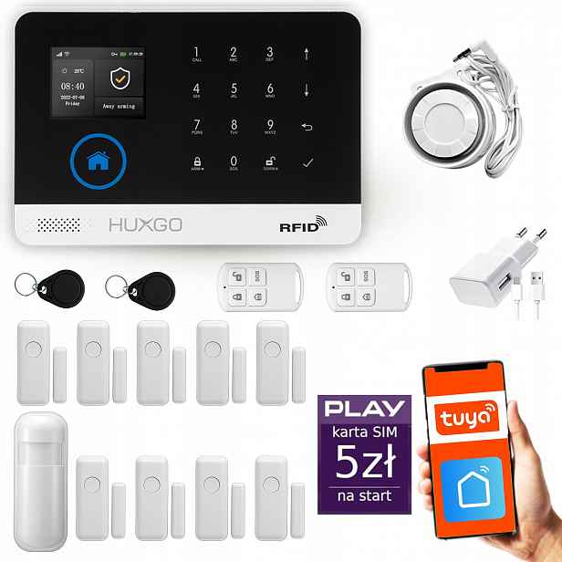 Bezdrátový alarm WiFi Gsm 4G, Tuya, sada alarmu Huxgo HXA003 D9PS