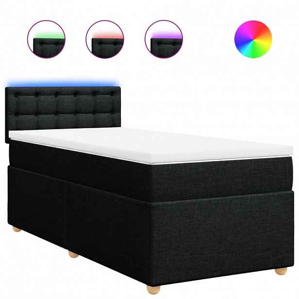 vidaXL Box spring postel s matrací černá 90x190 cm textil