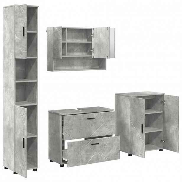 vidaXL Sada koupelnového nábytku 4 ks Betonově šedá 35 x 30 x 192 cm