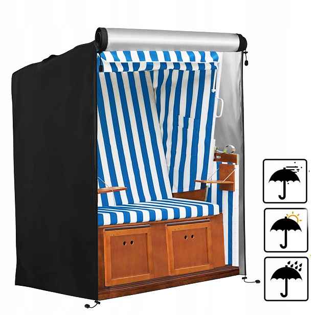 Obal Na Plážový Koš 420D 135*105*175/140 Cm Voděodolný Černý XXL