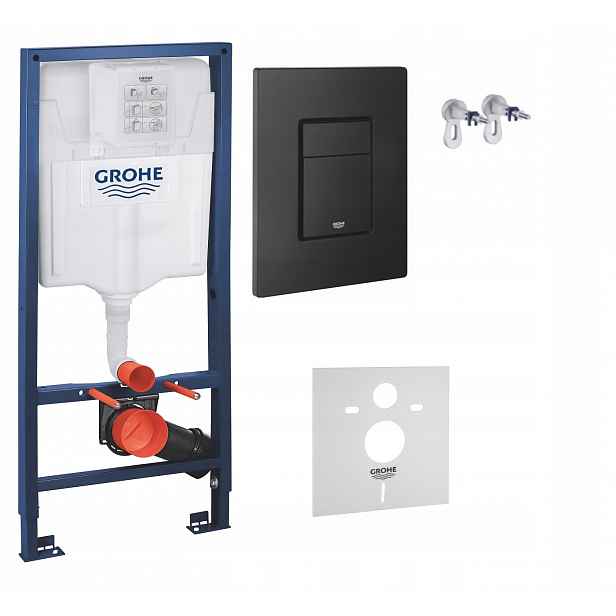 Kompletní podomítkový Wc set – stojan Grohe tlačítko černá matná barva