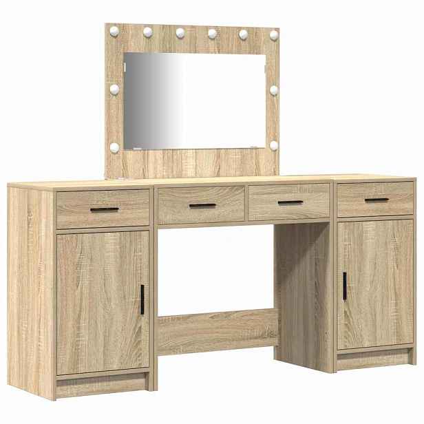 vidaXL Kosmetický stůl 3 ks Hnědá 78,5 x 41 x 135 cm Kompozitní dřevo