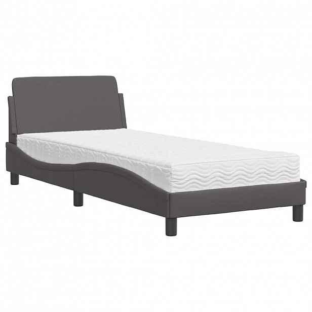 vidaXL Postel s matrací Dover šedá 80 x 200 cm umělá kůže