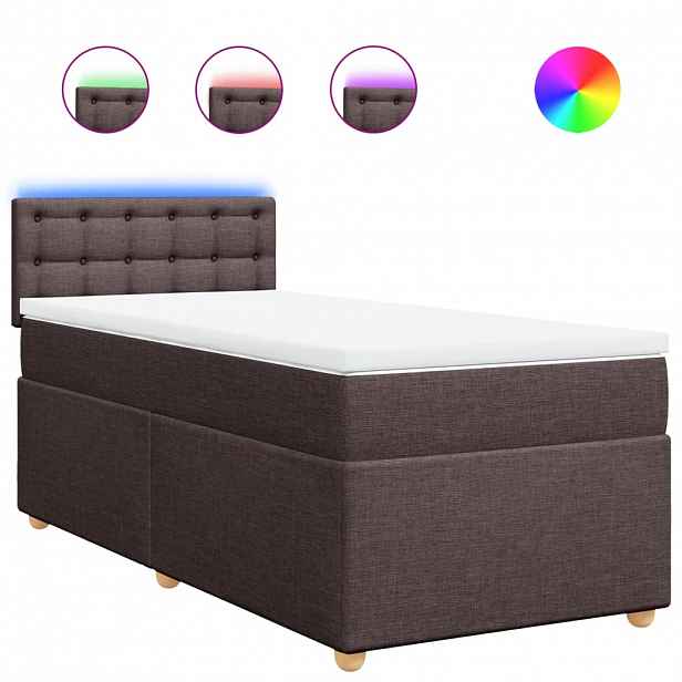 vidaXL Box spring postel s matrací tmavě hnědá 90x190 cm textil