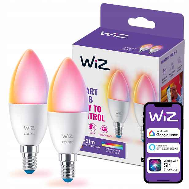 2x Led žárovka E14 4.9W 40W Rgb Tw Inteligentní Smart WiFi Aplikace WiZ