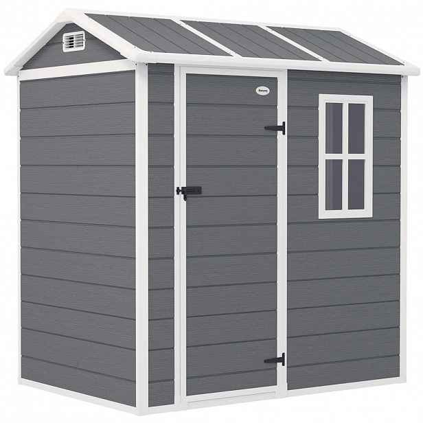 Outsunny ZÁHRADNÍ DOMEK z plastu 2,1 m² 186 x 130 x 199 cm Zahradní domek s sedlovou střechou