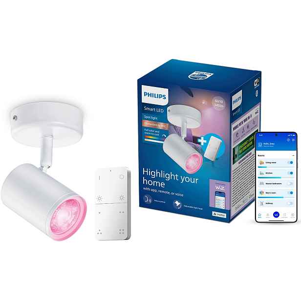 Lampa Led nástěnné svítidlo Spot GU10 Rgb Philips Smart WiFi Aplikace WiZ Dálkový Ovladač