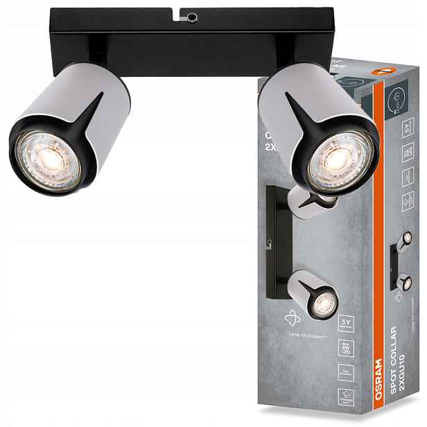 Stropní Svítidlo Nástěnné svítidlo s pohyblivým bodovým reflektorem 2x GU10 Osram