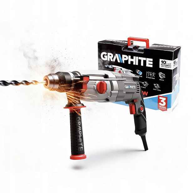 Graphite Příklepová vrtačka Sds+plus 800W, kufr 2,8 J 58G538