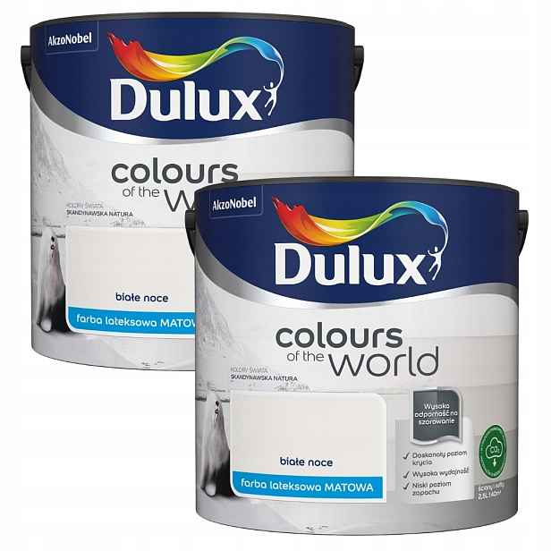 Set Dulux Barvy Světa 2x2,5L Barva Latexová Emulze Bílé Noci 5L