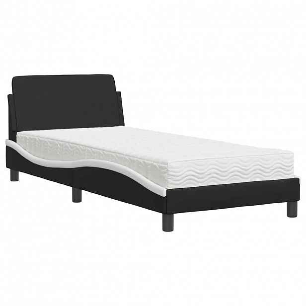 vidaXL Postel s matrací Dover černá a bílá 80 x 200 cm umělá kůže
