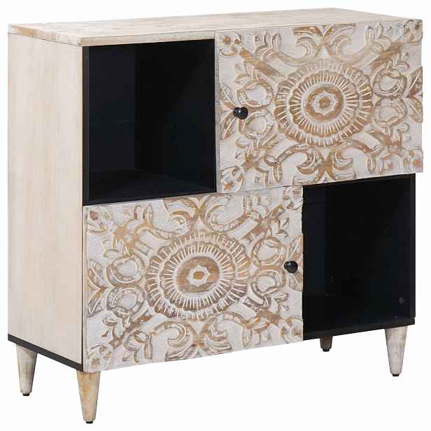 vidaXL Servírovací skříň Bílá 80 x 33,5 x 75 cm Masivní mangové dřevo