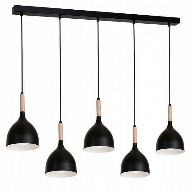 Černá 5-bodová závěsná lampa na liště Noak Wood 1877 Luminex