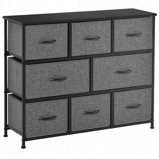 HOMCOM KOMODA s 8 látkovými zásuvkami, moderní design, tmavě šedá