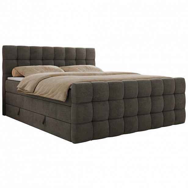 MKS POSTEL BOXSPRING ALTIVO KING DUO 160/200 - Tmavě šedá Samet - Topper T25 - H3