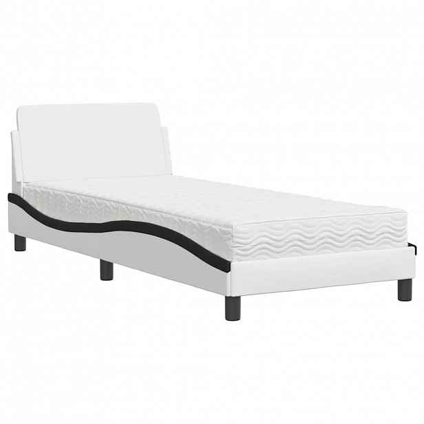 vidaXL Postel s matrací Dover bílá a černá 80 x 200 cm umělá kůže