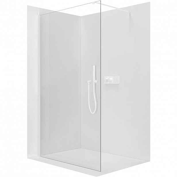 Sprchová zástěna Walk-in Onyx Cube L/P - 8 mm - hranatá vzpěra - bílá matná, transparentní sklo - 120x200 cm