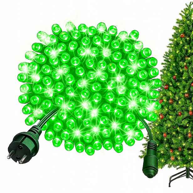 Vánoční osvětlení na stromeček Led 80 m 1000 diod zelená bílá Flash IP44 zelený kabel