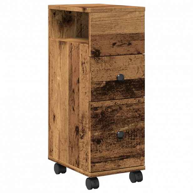 vidaXL Úzká koupelnová skříňka na kolečkách old wood kompozitní dřevo