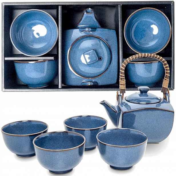 Japonský elegantní porcelánový modrý čajový set 5E Džbánek 600 ml