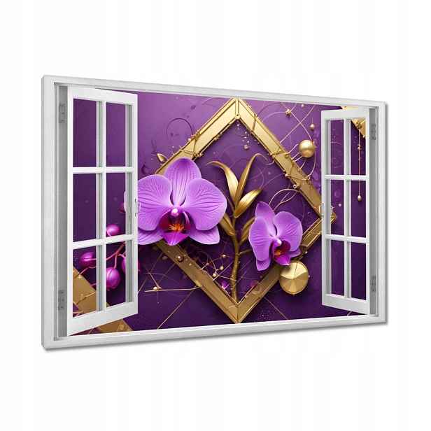 Obrazy 90x60 Fialové orchideje a zlato