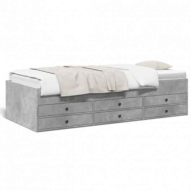 vidaXL Válenda se zásuvkami bez matrace betonově šedá 90 x 190 cm