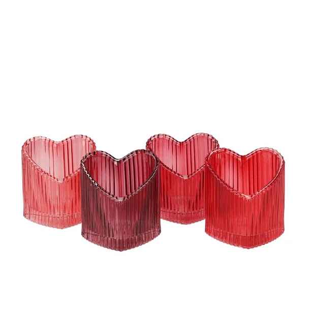 4ks červený mix skleněný svícen srdce Love Hearts - 7*8 cm daan kromhout