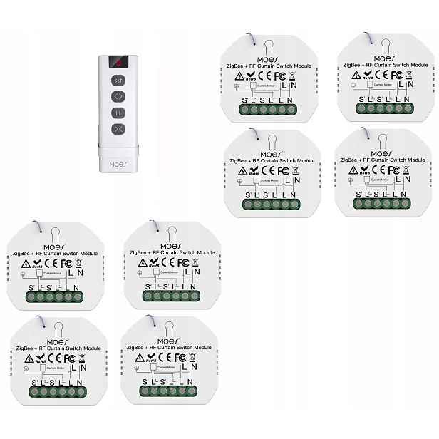 8x Ovladač rolet Din lišta 2A Tuya Zigbee Zigbee2MQTT dálkové ovládání
