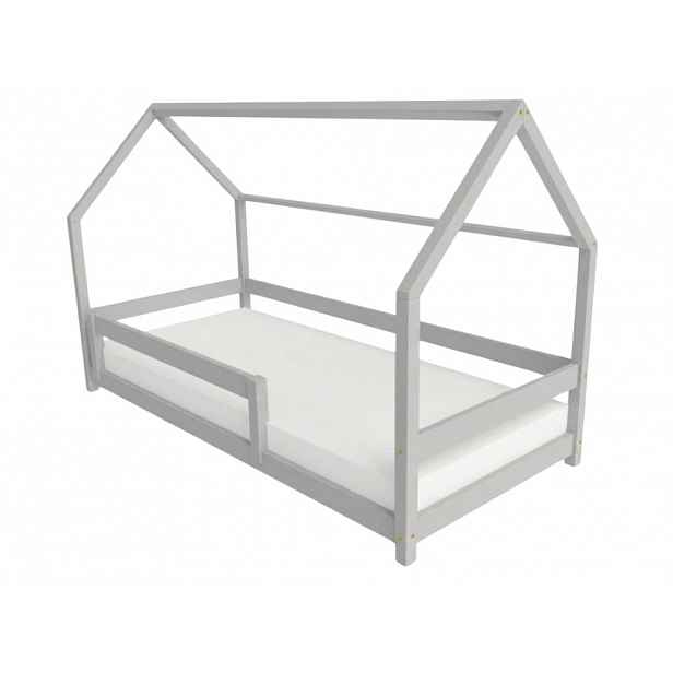 Benlemi Dětská postel domeček LUCKY s bočním štítem Zvolte barvu: Světle šedá, Zvolte rozměr: 90x160 cm, Zvolte zábranu: S přední zábranou