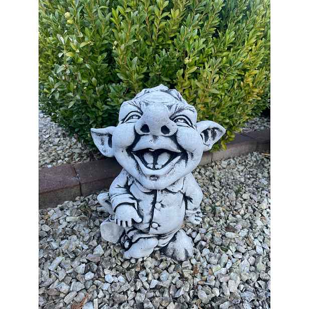 Betonová figurka Zábavný Troll, dekorativní zahradní figurky