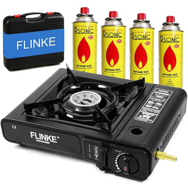 Flinke 8260 Plynový vařič v kufříku + 4 kartuše
