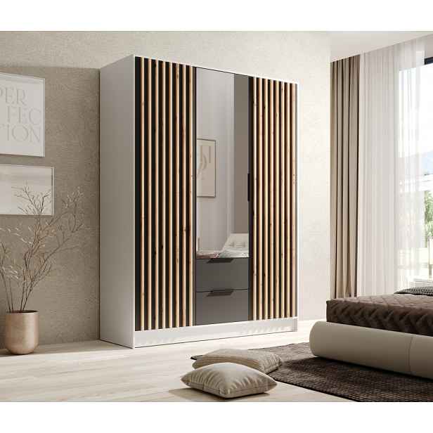 Kombinovaná skříň se zrcadlem 150 cm MAGLA - bílá / černá