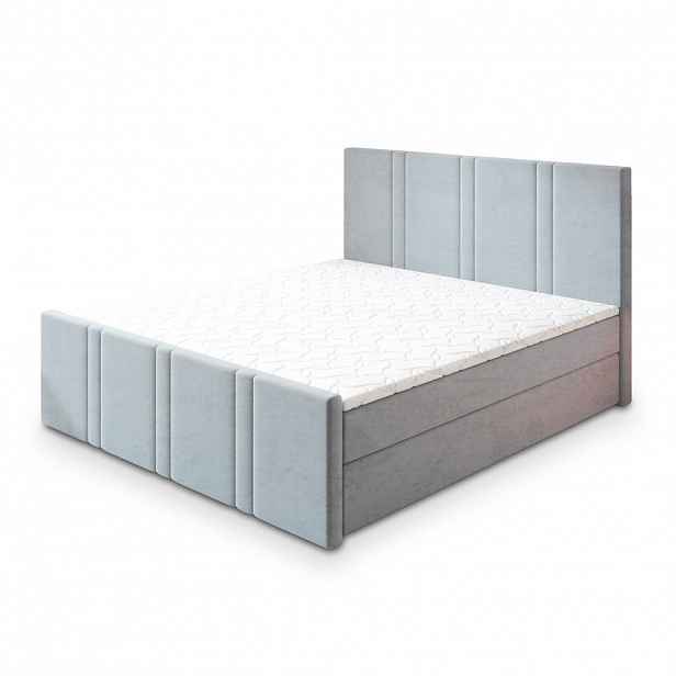 MASSENO AMERICKÁ POSTEL COMOZA 180x200 cm, s matrací a úložným prostorem, světle šedá