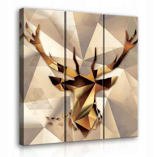 Obraz 90x100 Jelen geometrický polygonální abstrakce moderní hnědý