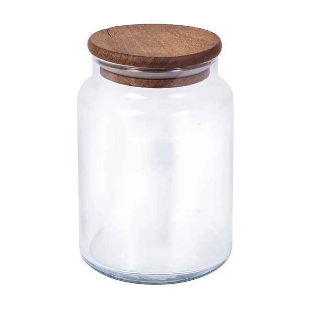 PROHOME - Dóza 890ml sklo s dřevěným víkem