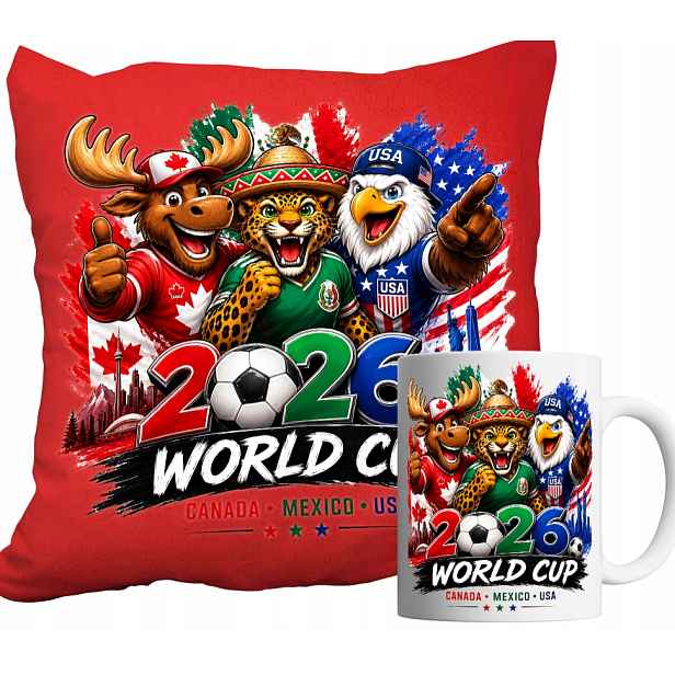 Set Hrnek A Polštář Červený Mundial 2026 World Cup Fotbal Jméno